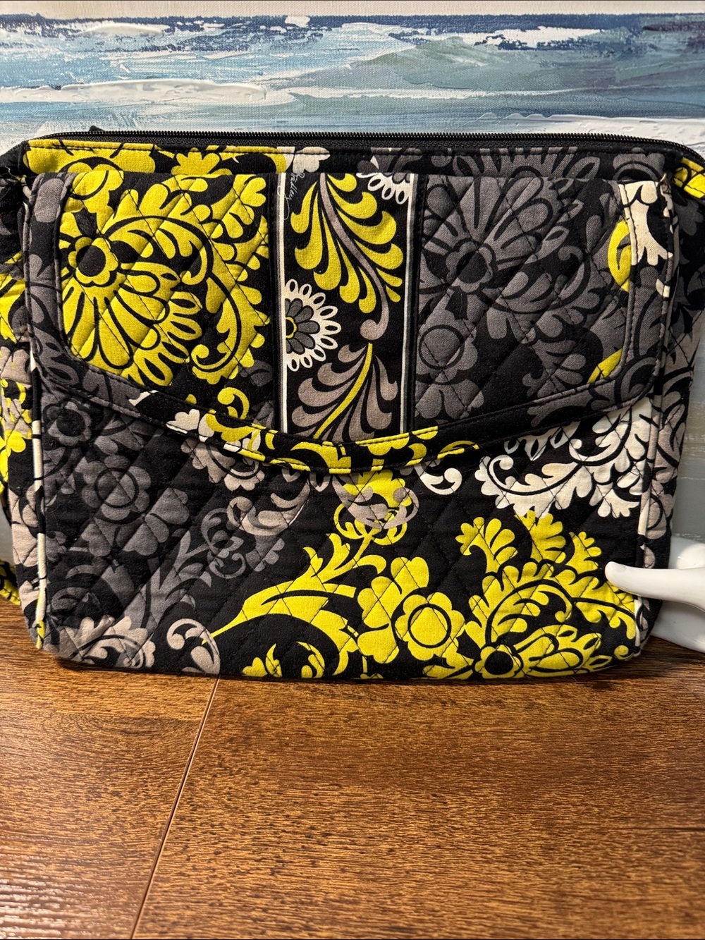 Vera Bradley- Quilted Floral Organizer Tote - Yellow & Black